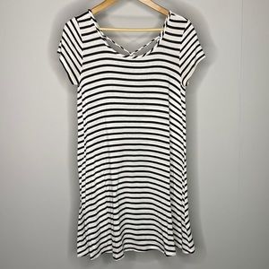 Socialite Black & White Striped Swing Dress